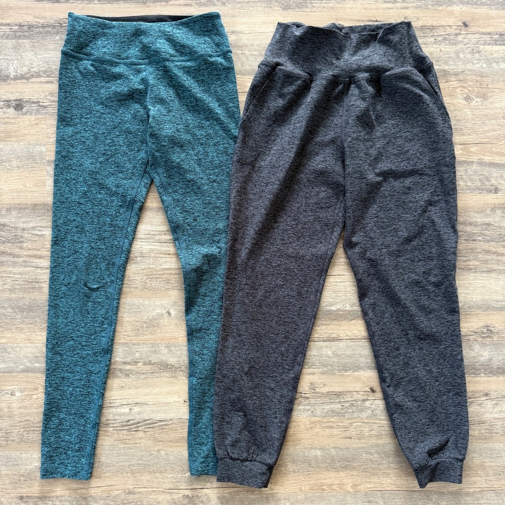 Beyond Yoga Teal Leggings + Gray Joggers